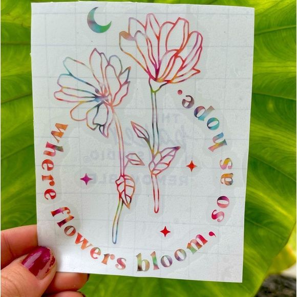 Rainbow Where Flowers Bloom Floral Vinyl Decal | Floral Decal | Bloom Decal - Picture 1 of 6